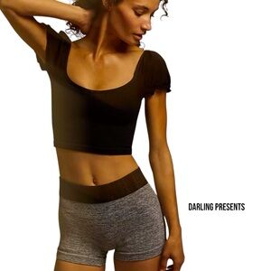 FREE PEOPLE MOVEMENT HAPPINESS RUNS PUFF SLEEVE CROP TANK & PRAJNA SHORT SET